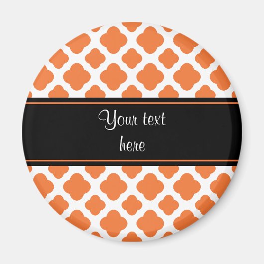 Aimant Motif Quatrefoil orange et blanc (Devant)