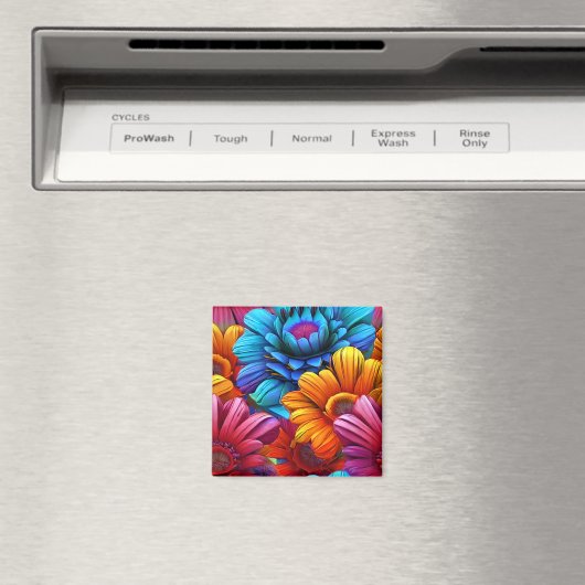 Aimant Motif répété de fleurs 3d colorées (In Situ (Lave-vaisselle))