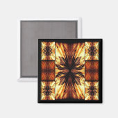 Aimant Motif Rétro Orange Et Brown (Recto/Verso)