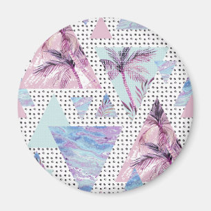 Aimant Motif rose et bleu d'aquarelle de palmier