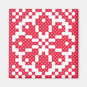 Aimant Motif russe de point de croix rouge