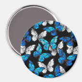Aimant Motif sans couleur foncée avec papillons bleus Mor (Recto/Verso)