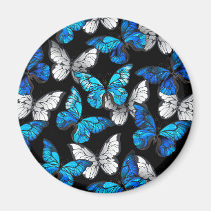 Aimant Motif sans couleur foncée avec papillons bleus Mor