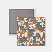 Aimant Motif sans couture avec filles noires et blanches (Recto/Verso)