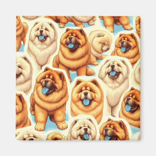 Aimant Motif sans couture de Chow-Chow Retro