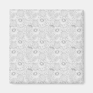 Aimant Motif sans couture de fruits tropicaux noir et bla