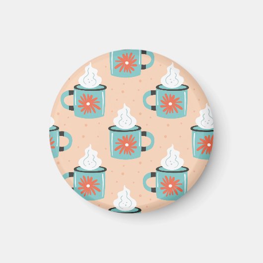 Aimant Motif sans couture de tasse bleu clair. (Devant)