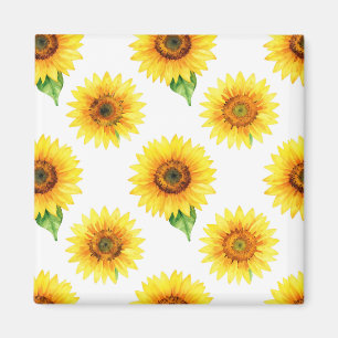 Aimant Motif sans couture de tournesol aquarelle lumineux