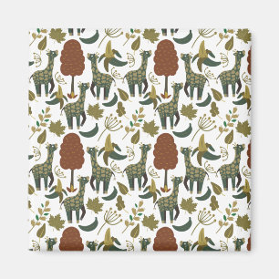 Aimant Motif sans couture Giraffe motif floral coloré