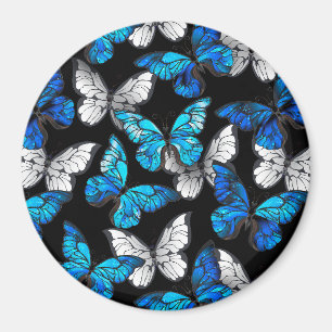 Aimant Motif sans couture sombre avec Morpho papillons bl