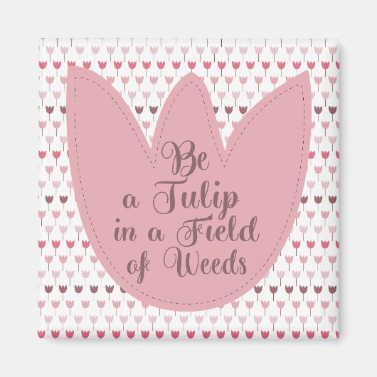 Aimant Motif simple de tulipe rose (Devant)