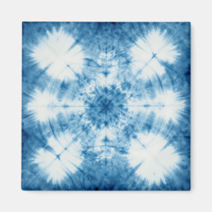 Aimant Motif Tie Dye Shibori Bleu Indigo