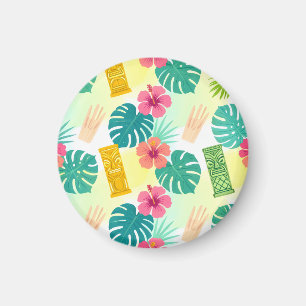 Aimant Motif Tiki Hawaïen Tropical pour Mariage Fête