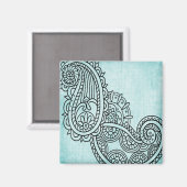 Aimant Motif Turquoise Mehndi (Recto/Verso)
