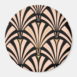 Aimant Motif ventilateur Art déco - pêche en noir