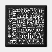 Aimant Motif WordArt Inspirationnel Texte blanc Noir (Devant)