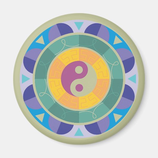 Aimant Motif Yin Yang Coloré (Devant)