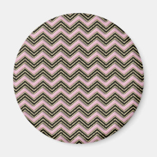 Aimant Motif Zigzag noir et rose