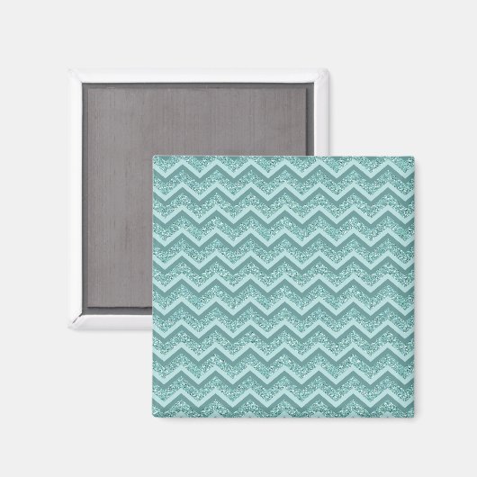 Aimant Motif ZigZag Parties scintillant Turquoise (Recto/Verso)