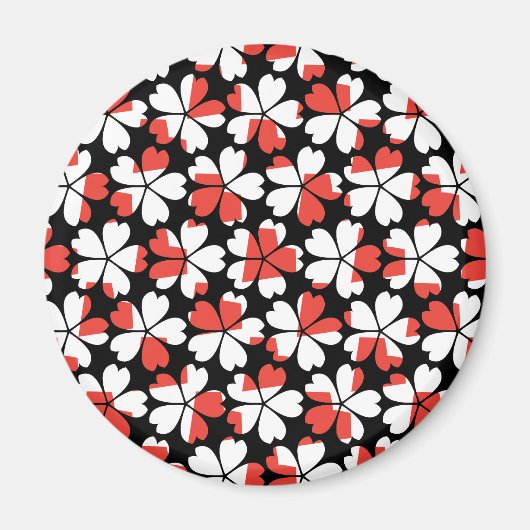 Aimant Motifs de fleurs blanches rouges mignons (Devant)