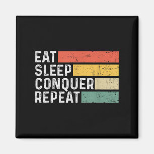 Aimant Motivation Drôle Rétro Vintage - Manger Dormir Con