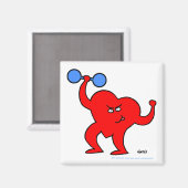 Aimant Motivationnel Fitness Cartoon Exercice Coeur (Recto/Verso)