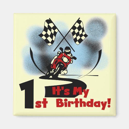 Aimant Moto Racing 1er Anniversaire Tshirts et cadeaux (Devant)