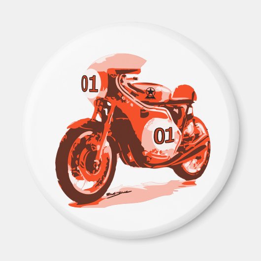 Aimant Moto Red Vintage Racing (Devant)
