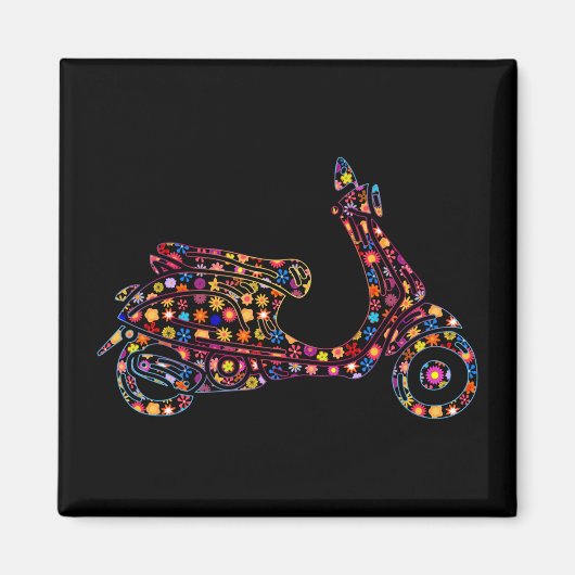 Aimant Motocyclette à moteur à fleurs (Devant)