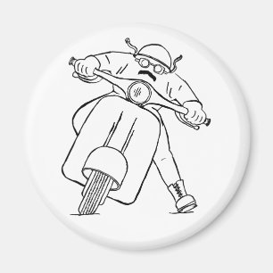 Aimant Motocycliste Rétro Avec Moustache