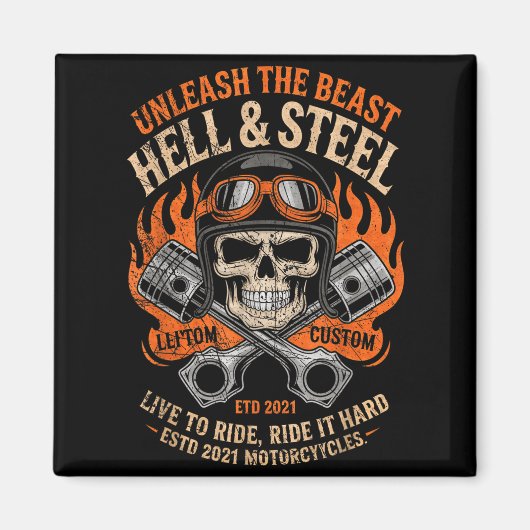 Aimant Motorcycle Skull And Ston Crossbones For Men Biker (Devant)