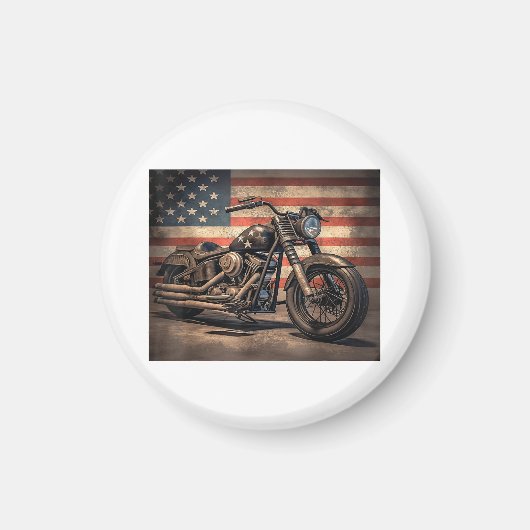 Aimant Motorcycle USA Drapeau Retro Biker (Devant)