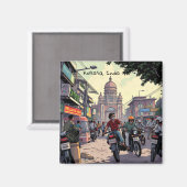 Aimant Motos du centre-ville à Calcutta, Inde (Recto/Verso)