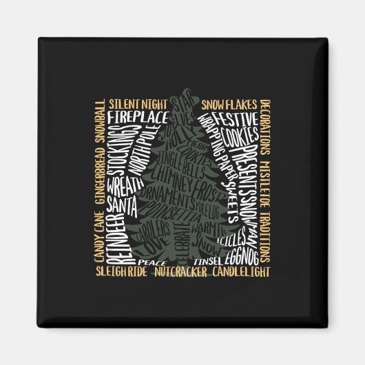 Aimant Mots de Noël Arbre de vacances unique Design (Devant)