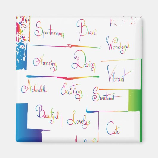 Aimant Mots d'inspiration positifs colorés écrits à la ma (Devant)
