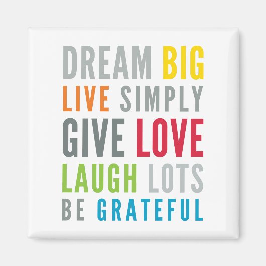 Aimant MOTS MOTIVATIFS À VIVRE PAR LA typographie moderne (Devant)