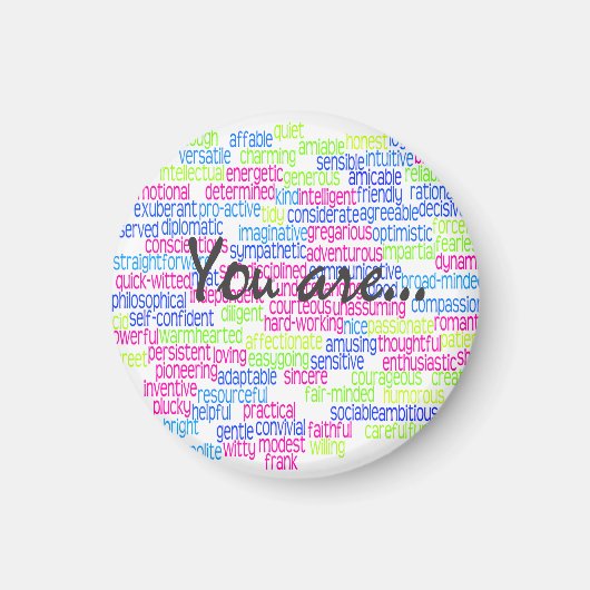 Aimant Mots positifs qui vous décrivent (Devant)