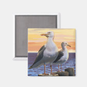 Aimant Mouettes de la mer de l'Oregon (Recto/Verso)