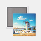 Aimant Moulin à frigo Mykonos (Recto/Verso)