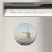 Aimant Moulin à vent dans la neige à l'aimant rond du lev (In Situ (Lave-vaisselle))