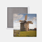 Aimant Moulin à vent en champ vert et nuages blancs et ci (Recto/Verso)