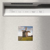 Aimant Moulin à vent en champ vert et nuages blancs et ci (In Situ (Lave-vaisselle))