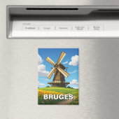 Aimant Moulin à vin à Bruges Belgique Voyage Souvenir (In Situ (Lave-vaisselle))