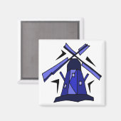 Aimant Moulin à vin néerlandais bleu (Recto/Verso)