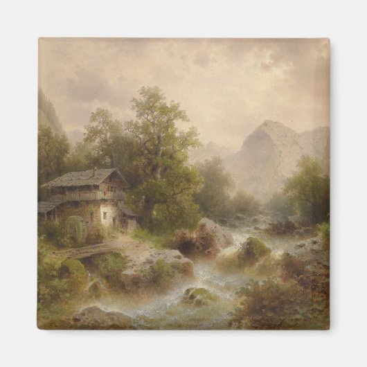 Aimant Moulin sur un ruisseau de montagne (par Albert Rie (Devant)