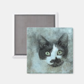 Aimant Mouser noir et blanc | ABSTRAIT | Aquarelle (Recto/Verso)