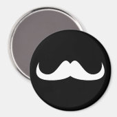 Aimant Moustache cool blanc Handlebar sur noir (Recto/Verso)