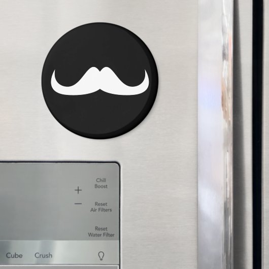 Aimant Moustache cool blanc Handlebar sur noir (In situ (réfrigérateur))