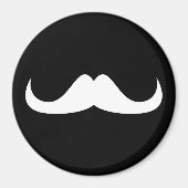 Aimant Moustache cool blanc Handlebar sur noir (Devant)