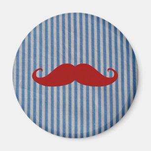 Aimant Moustache Rouge Amusante Et Bleu Blancs